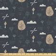 thumbnail image 1 of Ambesonne Woodland Fabric by the Yard Upholstery, Trees Dragonflies Clouds, 3 Yards, Almond Dark Grey White, 1 of 1