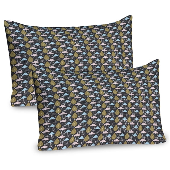 Ambesonne Woodland Pillow Sham 2 Pack, Repetitive Trees Pattern, 30"x20", Dark Grey and Blush