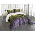thumbnail image 1 of Ambesonne Woodland Quilted Bedspread Set 3 Pcs, Bluebell Blossoms, King Size, Violet Green Yellow, 1 of 5