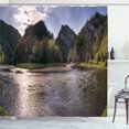 thumbnail image 1 of Ambesonne Woodland Shower Curtain, River and Mountain Scene, 69"Wx70"L, Ceil Blue Army Green, 1 of 1