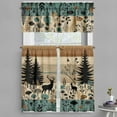 thumbnail image 1 of Ambesonne Woodland Valance & Curtain 3 Pcs Set, Farmhouse Floral Scenario, 55"x24", Dark Cadet Blue Beige Tan, 1 of 7