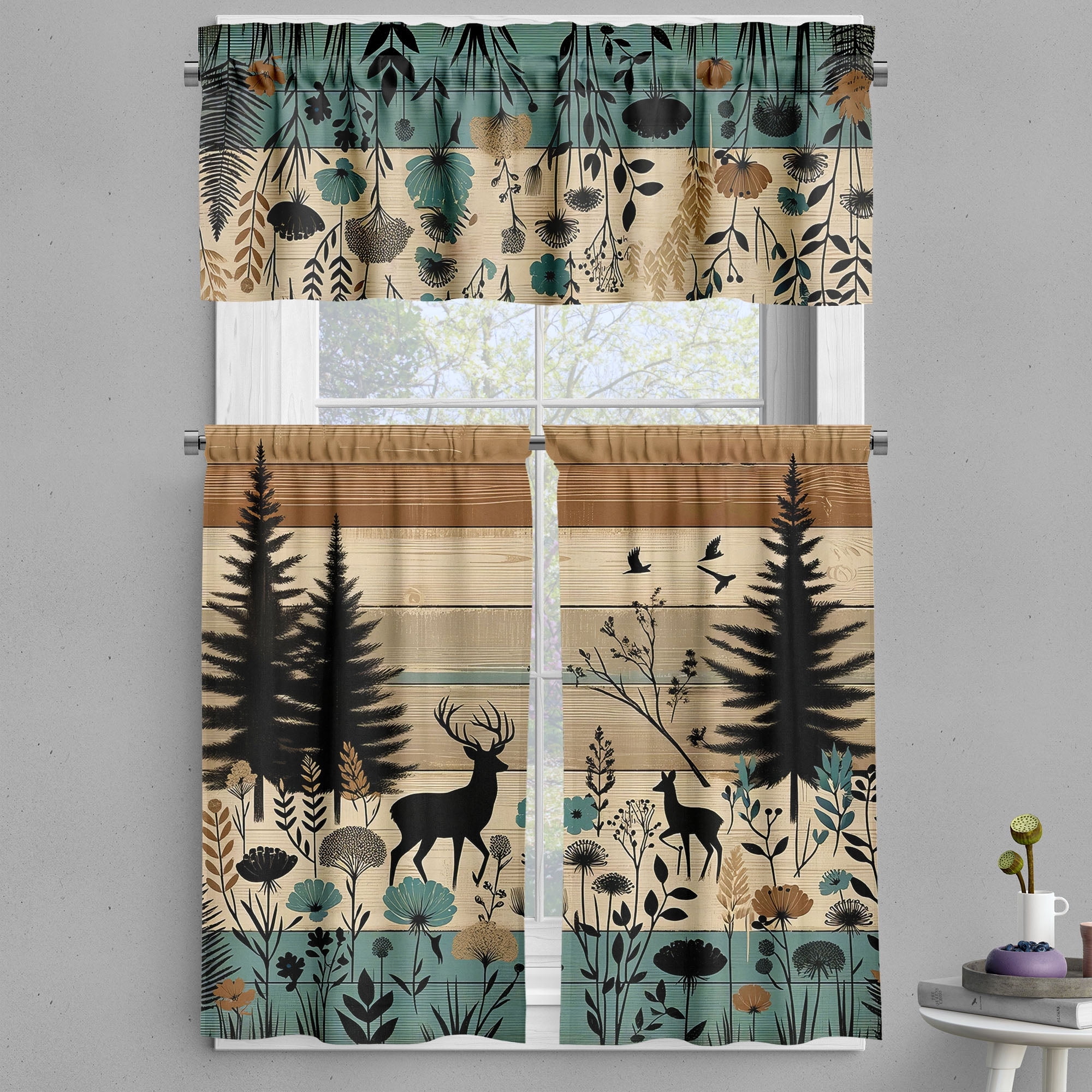 Ambesonne Tailored 55'' W Kitchen Curtain