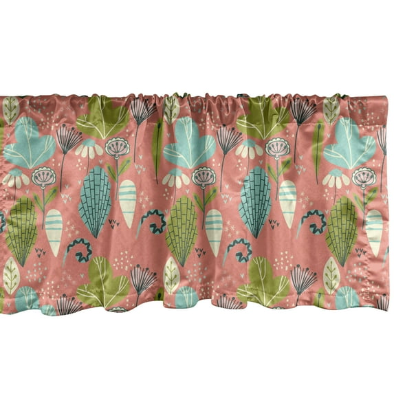 Ambesonne Woodland Window Valance, Dandelion Spring Flora Art, 42" x 12", Coral and Multicolor