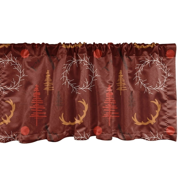 Ambesonne Woodland Window Valance, Warm Toned Forest Items, 42" x 18", Burgundy Vermilion Orange