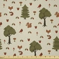 thumbnail image 1 of Ambesonne Woodsy Fabric by the Yard Microfiber, Woodland Animals in Nature, 3 Yards, Beige Fawn, 1 of 2