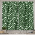 thumbnail image 1 of Ambesonne Woodsy Kitchen Curtains, Leaves Twigs Beatles, 55"x45", Dark Forest Green White, 1 of 1