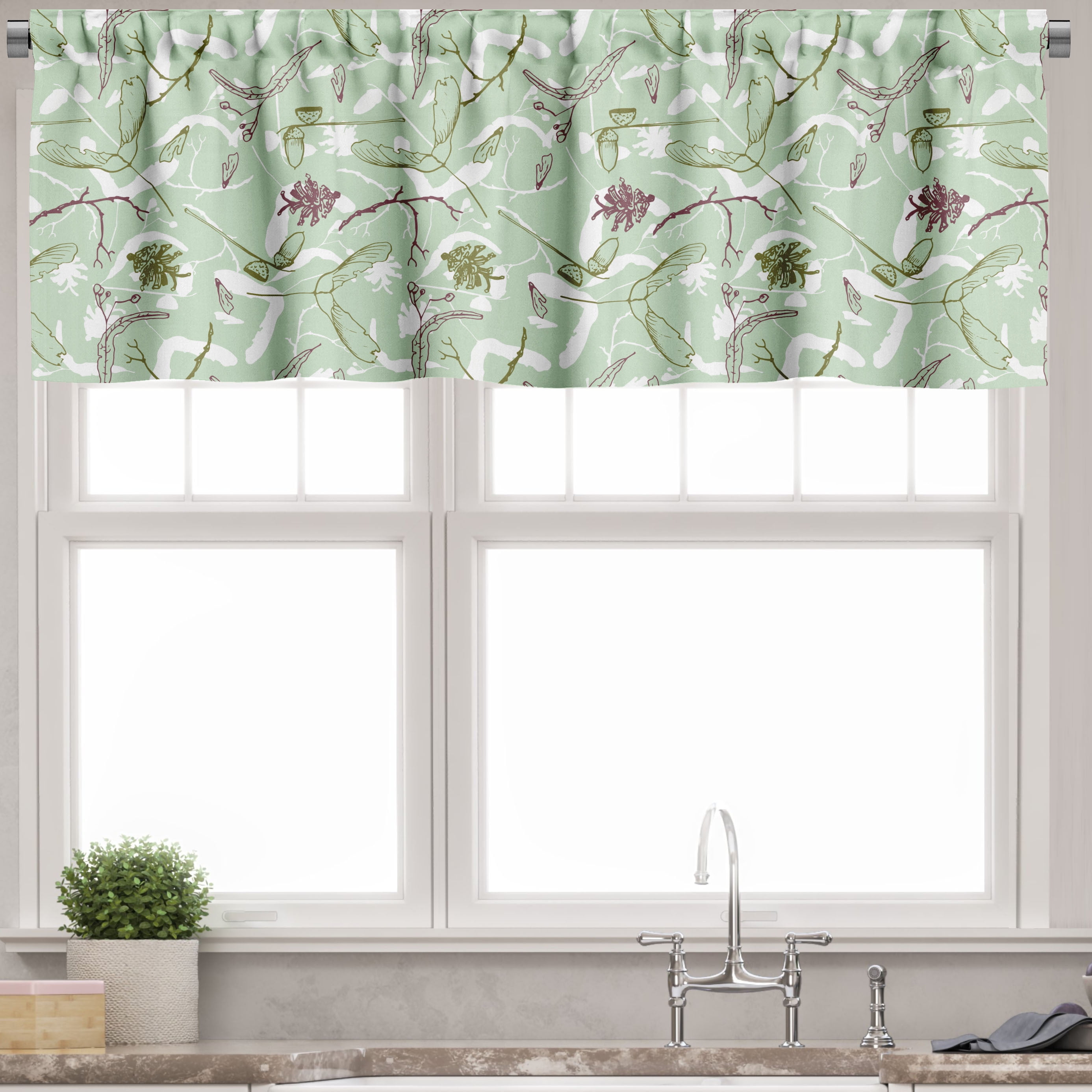 Ambesonne Mantovana Per Finestra Verde Felce – Multicolore 54x12 Pollici
