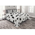 thumbnail image 1 of Ambesonne Word Search Game Quilted Bedspread Set 3 Pcs, Crossword Boxes, Queen Size, Black and White, 1 of 3
