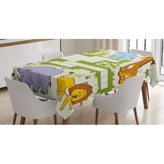 Ambesonne Word Search Game Tablecloth Rectangular Table Cover, Wild Savannah, 60"x84", Multicolor