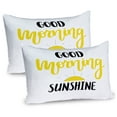 thumbnail image 1 of Ambesonne Wording Pillow Sham 2 Pack, Morning Sunshine, 30"x20", Black Yellow and White, 1 of 3