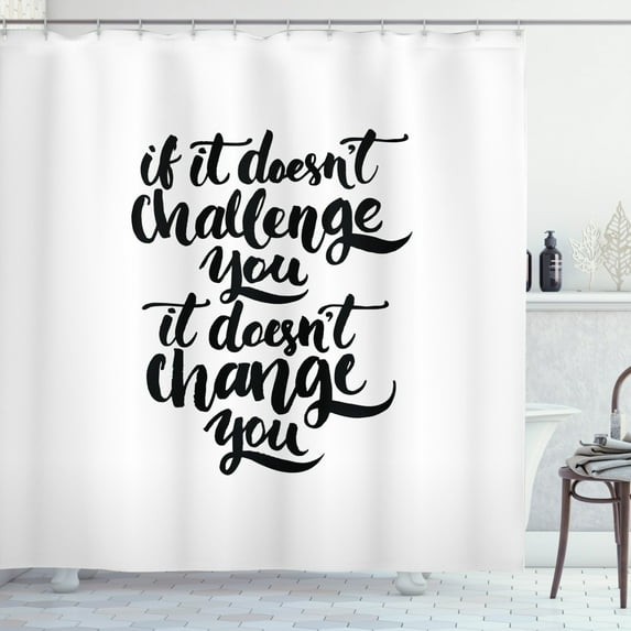 Ambesonne Wording Shower Curtain, Encouraging Words, 69"Wx75"L, Black White