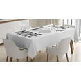 thumbnail image 1 of Ambesonne Wording Tablecloth Rectangular Table Cover, Different Fonts Leafs, 52"x70", Black White, 1 of 4