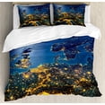 thumbnail image 1 of Ambesonne World Duvet Cover Sets, Continent Central Europe, 2-King, Blue Yellow Emerald, 1 of 7