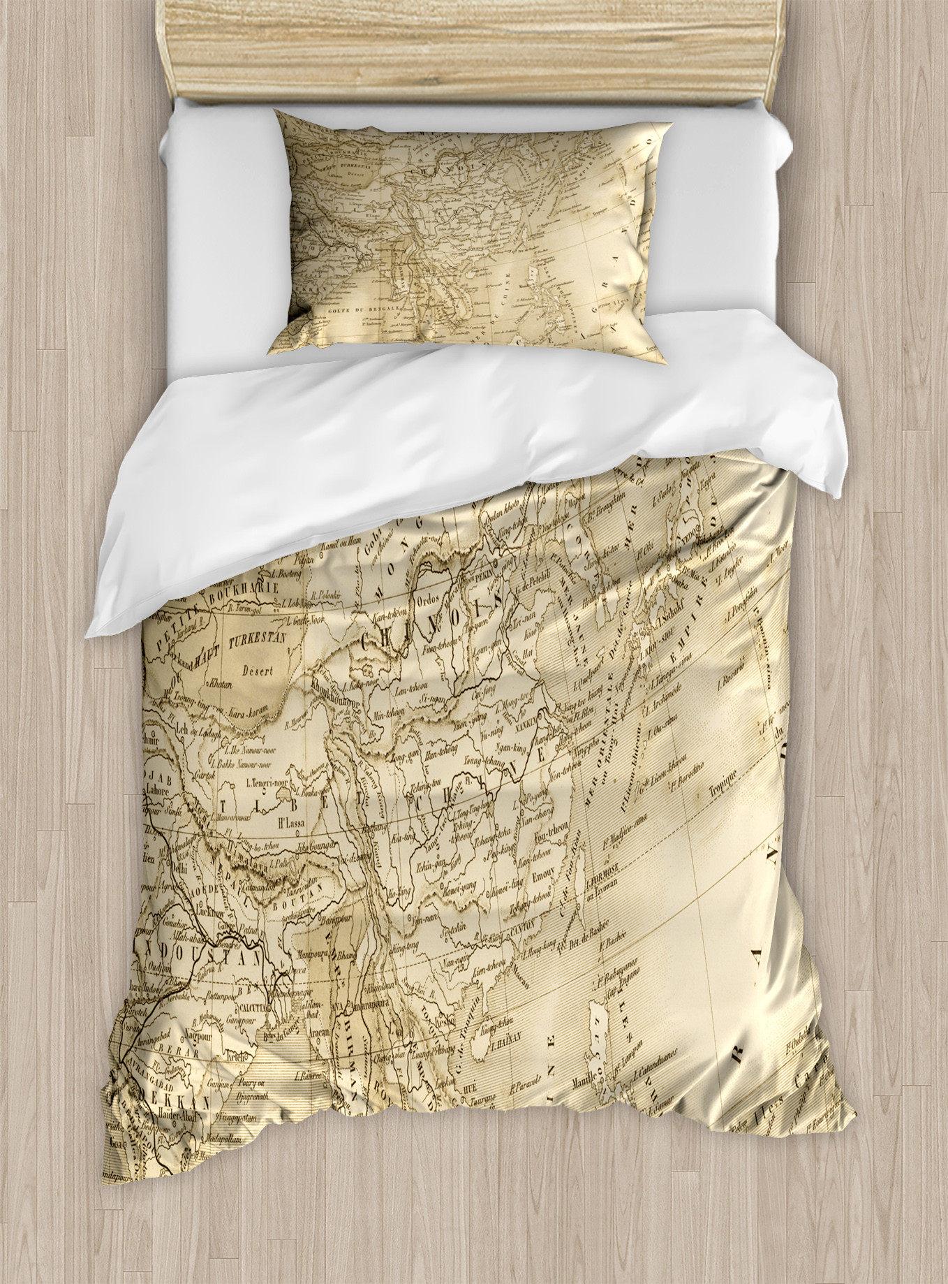 Ambesonne World Map Duvet Cover Set, Detailed Cartography Art, Twin ...