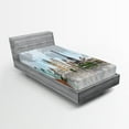 thumbnail image 1 of Ambesonne World Map Fitted Sheet, Landmark Buildings Photo, Twin XL Size, Multicolor, 1 of 2