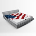 thumbnail image 1 of Ambesonne World Map Fitted Sheet, United States Flag, Full Size, White Red Blue, 1 of 2