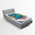thumbnail image 1 of Ambesonne World Map Fitted Sheet, Urban Life World Motif, Twin Size, Multicolor, 1 of 3
