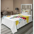 thumbnail image 1 of Ambesonne World Map Fitted & Top Sheet Set with Sham, Countries and Oceans, Multicolor, 1 of 4