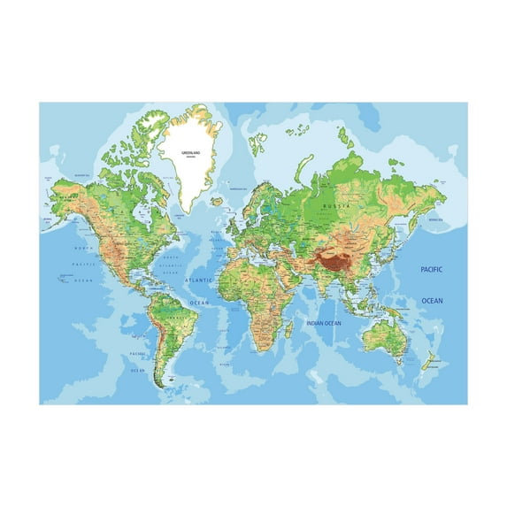 Ambesonne World Map Jigsaw Puzzle, Topographic, Heirloom-Quality Fun Activity for Family Durable Cardboard, 1000 pcs, Multicolor