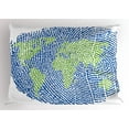 thumbnail image 1 of Ambesonne World Map Pillow Sham, Fingerprint World Map, 26" X 20", Navy Blue Green, 1 of 2