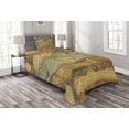 thumbnail image 1 of Ambesonne World Map Quilted Bedspread Set 2 Pcs, Retro Atlas Illustration, Twin Size, Sand Brown Slate Blue, 1 of 3