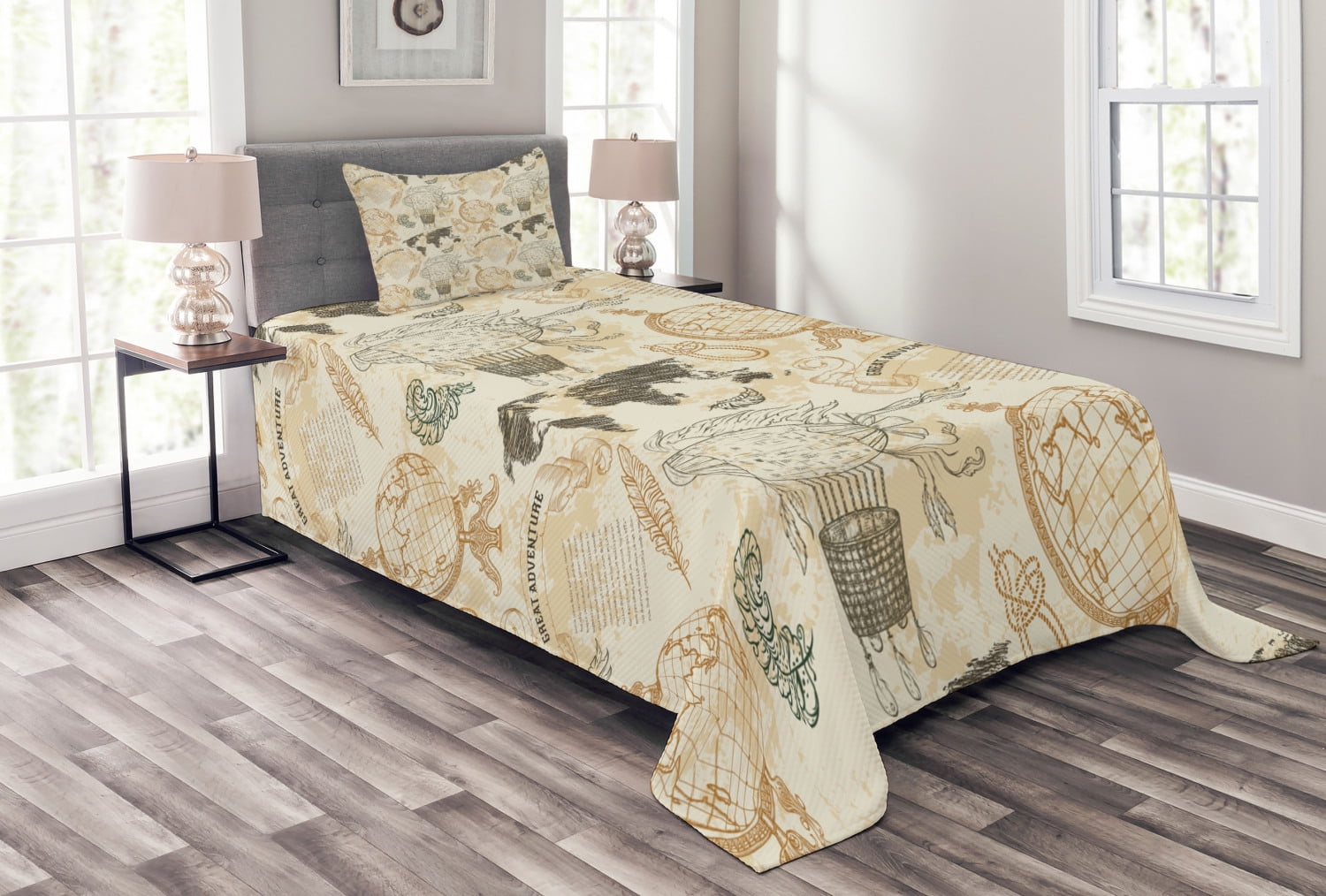 Twin White Polyester Kids Unisex Bedspread Set