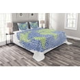 thumbnail image 1 of Ambesonne World Map Quilted Bedspread Set 3 Pcs, Fingerprint World Map, King Size, Navy Blue Green, 1 of 3