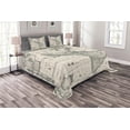 thumbnail image 1 of Ambesonne World Map Quilted Bedspread Set 3 Pcs, Retro Old America Map, King Size, Multicolor, 1 of 3