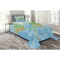 thumbnail image 1 of Ambesonne World Map Quilted Coverlet 2 Pcs, Topographic, Twin Size, Multicolor, 1 of 2