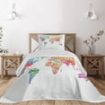 thumbnail image 1 of Ambesonne World Map Quilted Coverlet 2 Pcs, World Europe America, Twin Size, Multicolor, 1 of 5