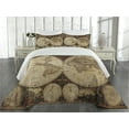 thumbnail image 1 of Ambesonne World Map Quilted Coverlet 3 Pcs, Historic Old Atlas, King Size, Multicolor, 1 of 4