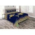 thumbnail image 1 of Ambesonne World Map Quilted Coverlet 3 Pcs, Mosaics Tiles Global, King Size, Dark Blue Yellow Blue, 1 of 2