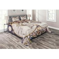 thumbnail image 1 of Ambesonne World Map Quilted Coverlet 3 Pcs, Sun Sky Birds Clouds, Queen Size, Multicolor, 1 of 2
