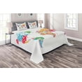 thumbnail image 1 of Ambesonne World Map Quilted Coverlet 3 Pcs, World Europe America, Queen Size, Multicolor, 1 of 2