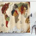 thumbnail image 1 of Ambesonne World Map Shower Curtain, Boho Food, 69"Wx84"L, Multicolor, 1 of 4