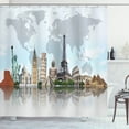 thumbnail image 1 of Ambesonne World Map Shower Curtain, Landmark Buildings Photo, 69"Wx75"L, Multicolor, 1 of 3
