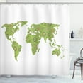 thumbnail image 1 of Ambesonne World Map Shower Curtain, Mandala Style Chart View, 69"Wx70"L, Lime Green, 1 of 5