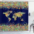thumbnail image 1 of Ambesonne World Map Shower Curtain, Mosaics Tiles Global, 69"Wx70"L, Dark Blue Yellow Blue, 1 of 5