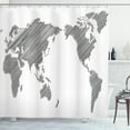 thumbnail image 1 of Ambesonne World Map Shower Curtain, Sketchy Continents, 69"Wx70"L, Charcoal Grey White, 1 of 3