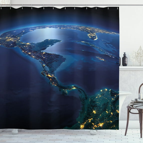 Ambesonne World Shower Curtain, Central America Countries, 69"Wx75"L, Blue Forest Green