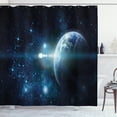 thumbnail image 1 of Ambesonne World Shower Curtain, Mysterious Outer Space, 69"Wx84"L, Dark Blue White, 1 of 3