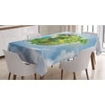 thumbnail image 1 of Ambesonne World Tablecloth Rectangular Table Cover, Cartoon Globe Greenery, 60"x90", Green Pale Blue White, 1 of 3