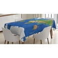 thumbnail image 1 of Ambesonne World Tablecloth Rectangular Table Cover, Continents Vegetation, 52"x70", Blue Green White, 1 of 4