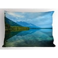 thumbnail image 1 of Ambesonne Wyoming Pillow Sham, Reflections on Leigh Lake, 26" X 20", Olive Green and Sea Blue, 1 of 2