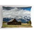 thumbnail image 1 of Ambesonne Wyoming Pillow Sham, Rustic Wooden Cottage View, 36" X 20", Multicolor, 1 of 2