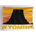 thumbnail image 1 of Ambesonne Wyoming Pillow Sham, Simplistic Mountain, 26" X 20", Peach Charcoal Grey, 1 of 2