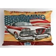 thumbnail image 1 of Ambesonne Wyoming Pillow Sham, Vintage Car and Greetings, 26" X 20", Multicolor, 1 of 2