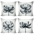thumbnail image 1 of Ambesonne X-Ray Flowers Throw Pillow Cover 4 Pack, Bold Petals Outline, 18", Pale Grey Dark Night Blue, 1 of 5
