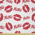 thumbnail image 1 of Ambesonne XOXO Fabric by the Yard Microfiber, Lipstick Kiss Acronym Pattern, 5 Yards, Dark Pink and White, 1 of 4