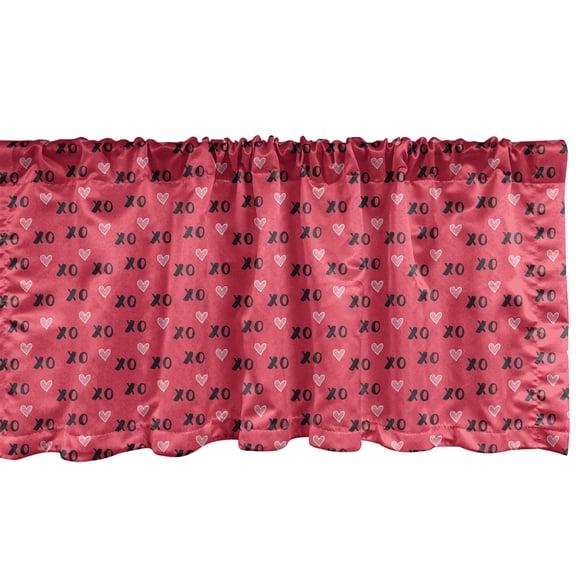 Ambesonne XOXO Window Valance, Love Design Kiss, 42" x 12", Dark Coral Charcoal Grey